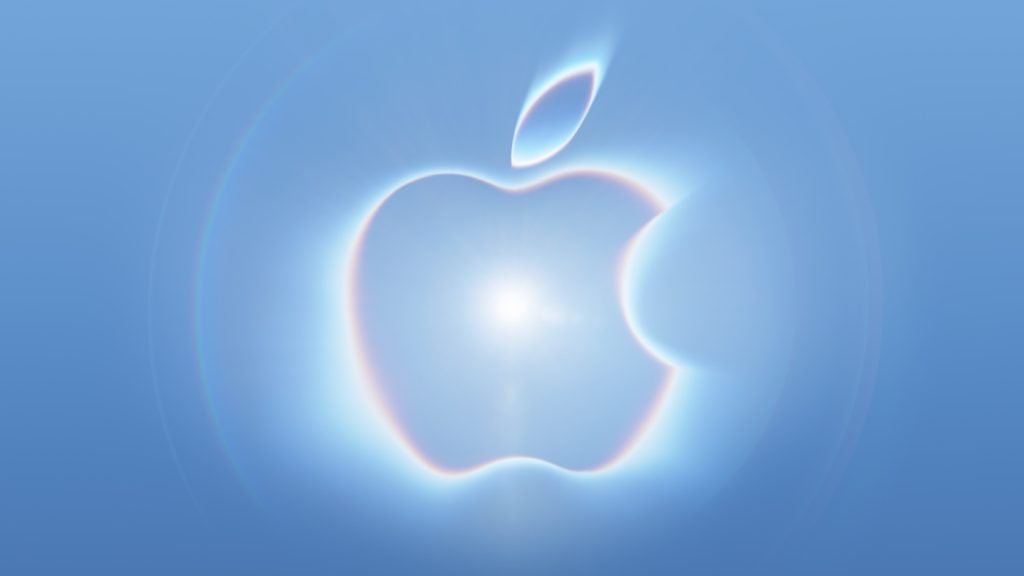 Logo de Apple iluminado en azul en la invitación oficial del evento de septiembre de 2026