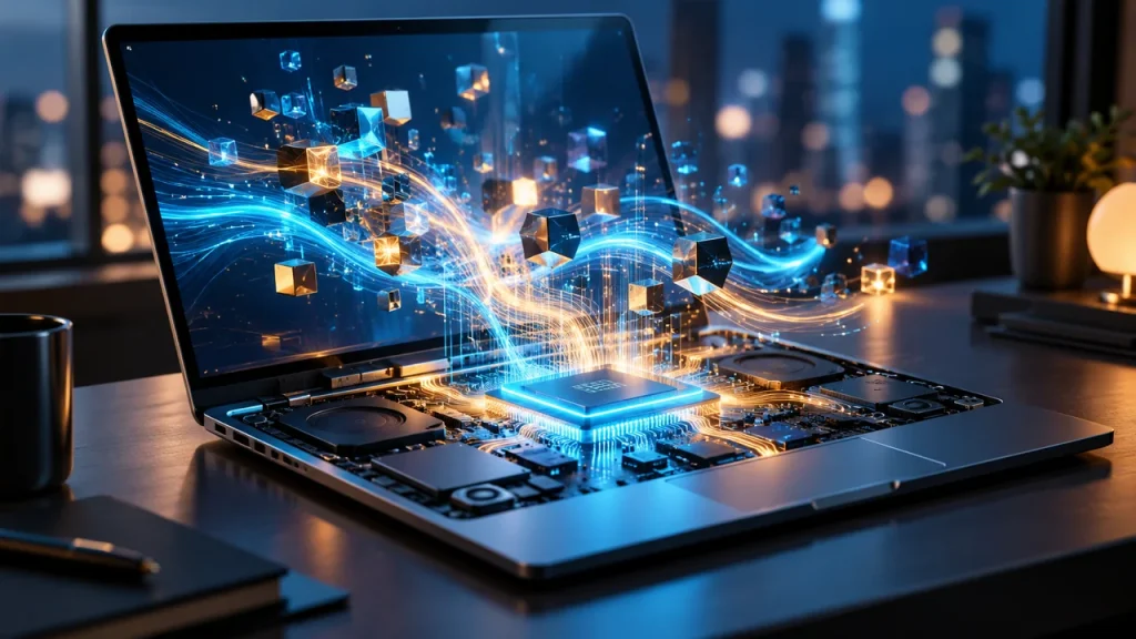 Ilustración editorial sobre RTX Spark llega a portátiles Windows para IA local